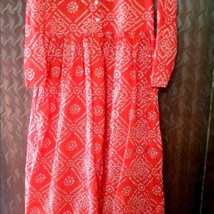 Anouk Red Bandhani A-line Kurti