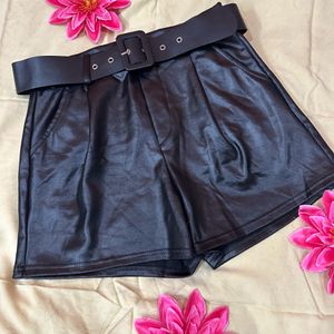 Black Faux Leather Shorts