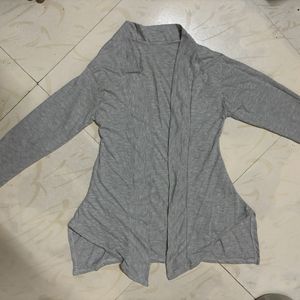 Grey Full Sleeve Jacket Top