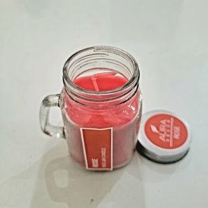 Rose Fragrance Mug Jar Candle Red