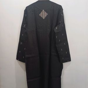 Jamewar Silk Kurta Chudidar Set (Black)