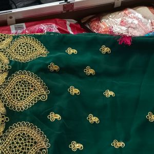 Green Orange Combo Pack Saree