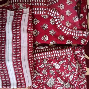 Women Block Printed kurta And Pant Dupatta sets