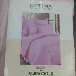 King Size Peach Colour Elastic Bedsheet With 2 Pillow Cover