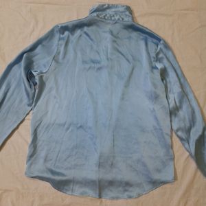 KAZO METALLIC BLUE SATIN SHIRT