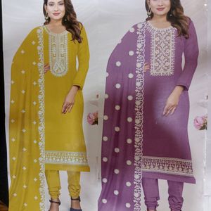 Fancy Unstitch Cotton Silk  Suits