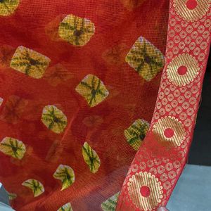 New Orange Kota Doriya Cotton Saree Women