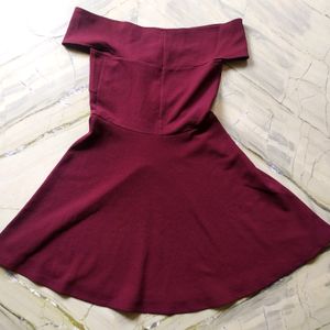 Maroon Women's Stretchable Polyester Wrap Dress