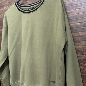 Women Olive Green Solid Sweatshirt