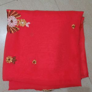 Redish + Orangish Beatiful Simple Saree