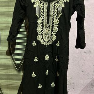 Black Chikankari Printed Kurta!! ❤️