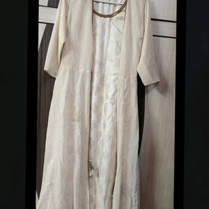 Cream Long Frock With Kothi