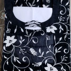 Fully embroidered black colour kurta for ladies