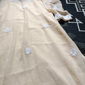 Nude Intricate Work Chikankari Kurta