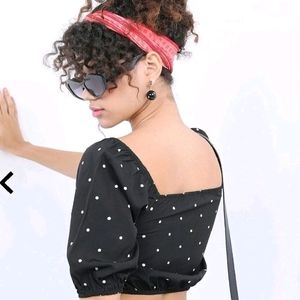 Polka Dot Ruched Top