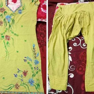 Hand Painted Cotton Salwar Suit