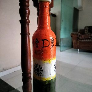 Painted Bottle With Tri Coloured Flag Theme