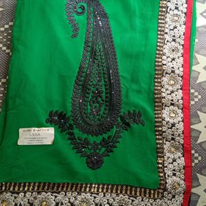 Black And Green Work Saree