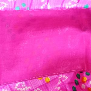 New Barbie Pink Saree With Tassels