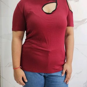 Asymmetrical maroon top