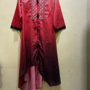 Neerus Coral & Brown Colour Kurta Size L