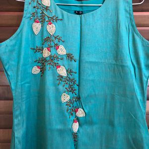 Peacock Colour Shaded Kurti Only