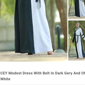 Grey And Off White Abaya/Burkha/Niqab