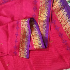 Red And Purple Silk Saree