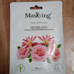 Masking Pink Rose + Lotus Sheetmask😍🤗