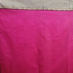 Lightly Used Net Cotton Saree (Vibrant Pink)