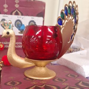 2pc Peacock Candle Holder