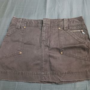 Brown Denim Short Skirt