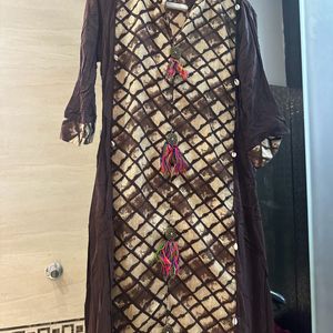 Brown Long Kurta, One Piece Style