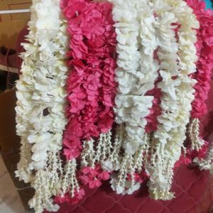 2 Strings of White/Pink Blossom Flowers