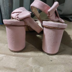 Pink Suede Slingback Heels