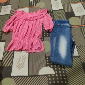 Combo Of Girls Top And Jeans Pants