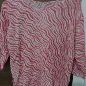 Red-White Striped A-Line Top