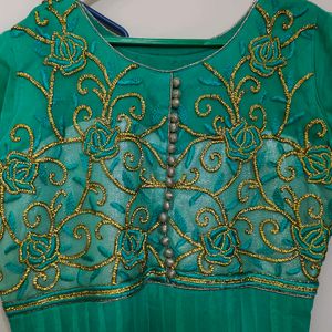 Heavy Work Sea Green Anarkali Set