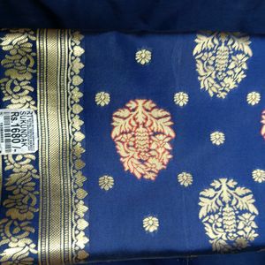 Brand New Navy Blue Banarsi Saree