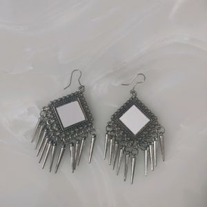 Diamond Shaped Mirror Drop Earings