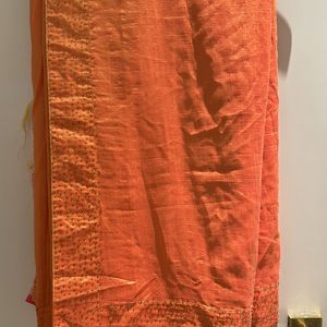 Orange Sari With Blouse Piece