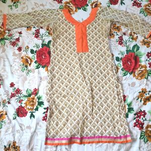 Stitched Orange Kurtha Set | Size 34