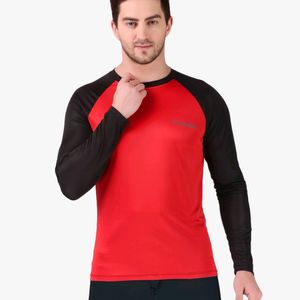 CORWOX Full Sleeves Red & Black Sports T-Shirt