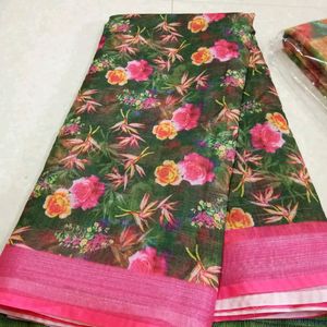 Saree New Linen In Combo