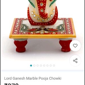 Lord Ganesha Statue with Marble Chowki