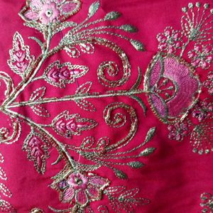 Majenta clr embroidery work or sippi paip jari