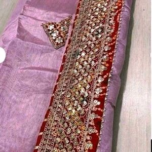 New Cotton Silk Saree With Attached Blouse Piece