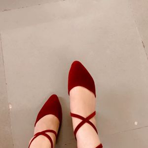 Velvet Red Maroonish Heels