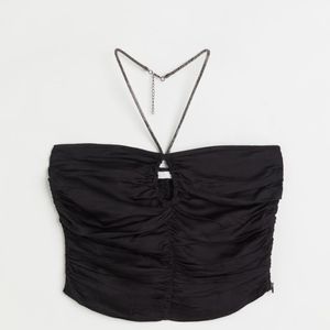 H&M Gathered satin halter-neck top