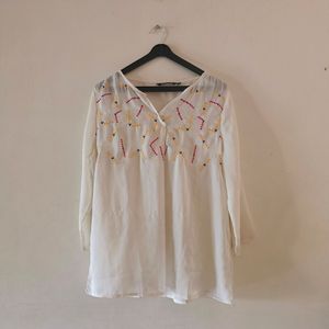 Embroidered Chiffon Top